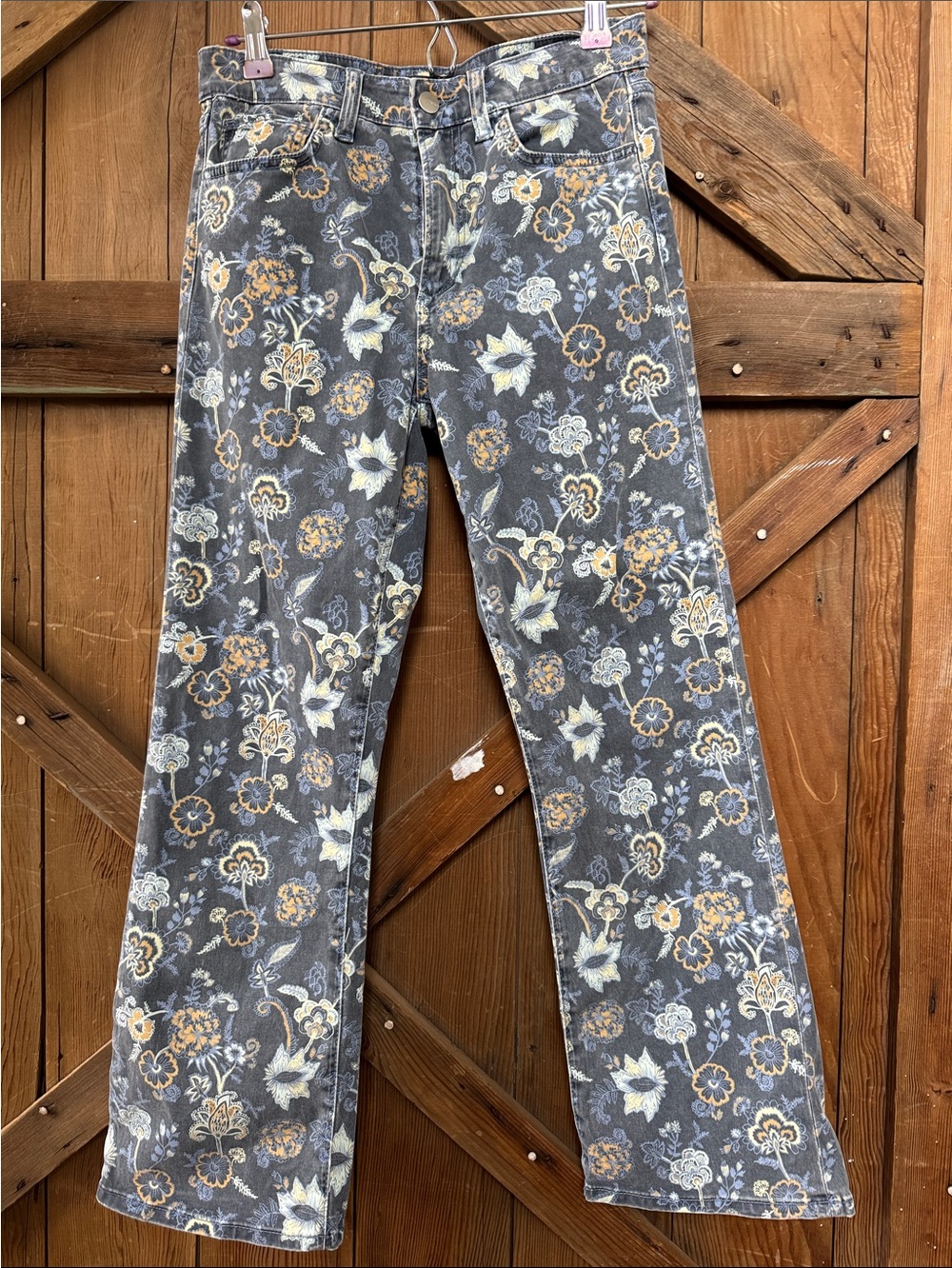 Joe’s Floral Denim jeans “The Callie” Hi Rise Cropped Boot size 26